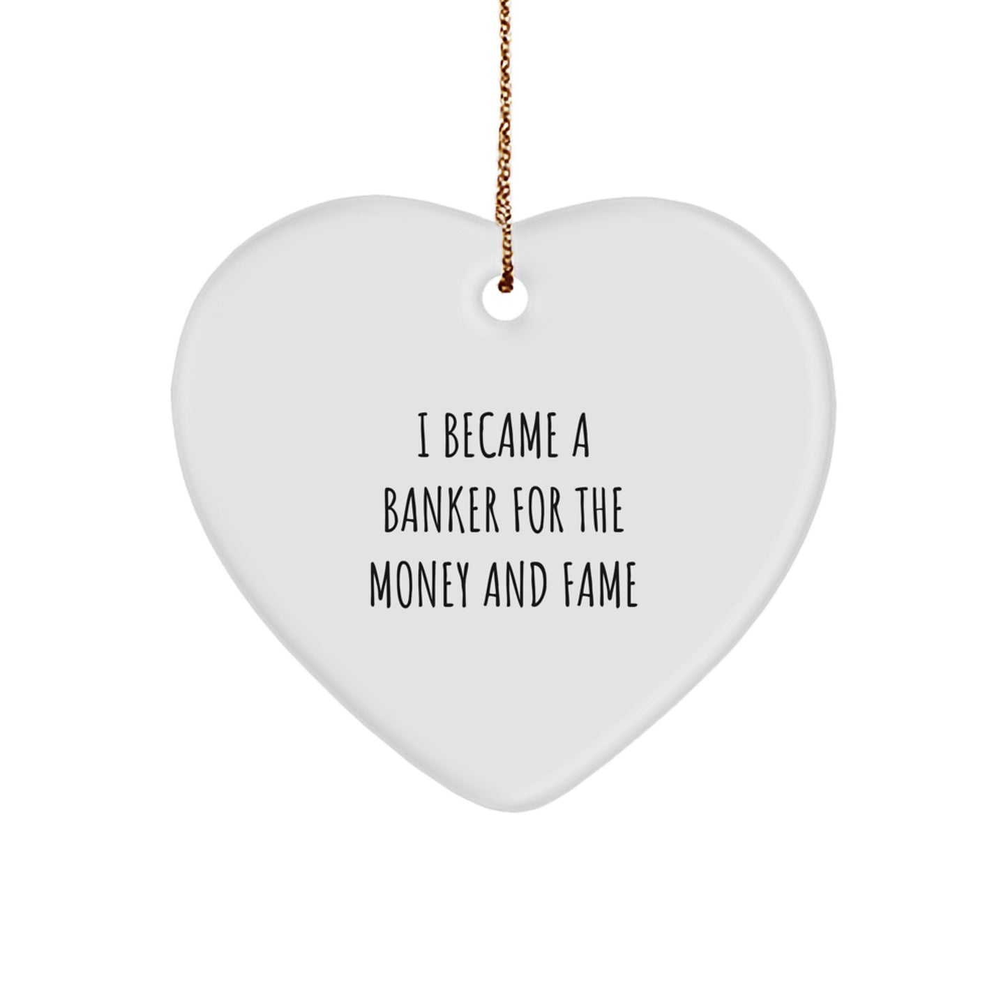Funny Banker Heart Ornament Gifts from Men to Coworkers, Unique Christmas Unique Gifts for Banker, Heart Shaped Decor - Image 1