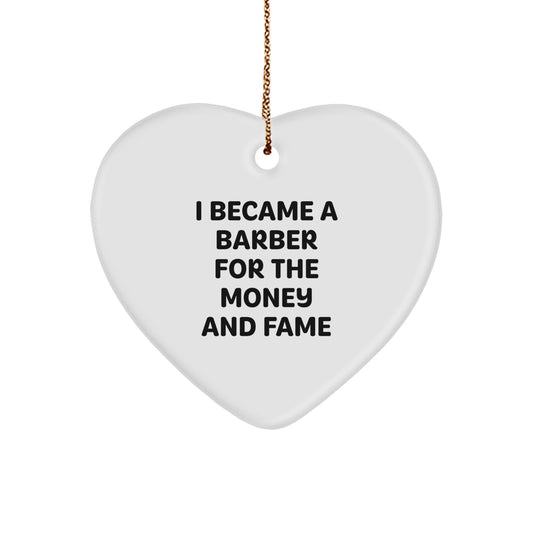 Funny Barber Gifts, Heart Ornament for Men, Unique Christmas Unique Gifts from Friends to Family - Image 1