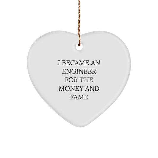 Funny Engineer Heart Ornament Gifts for Him from Friends and Family at Christmas Time - Image 1