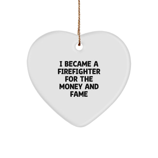 Funny Firefighter Gifts for Men I Became A Firefighter, Heart Ornament, Christmas Unique Presents from Friends - Image 1