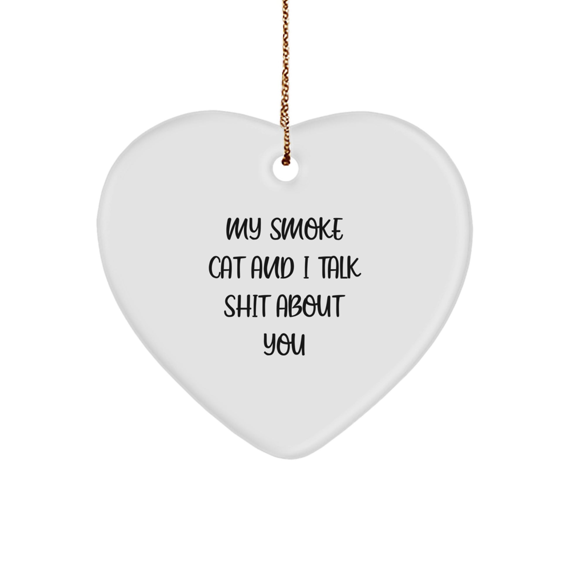 Funny Smoke Cat Heart Ornament Gifts from Men to Best Friends on Christmas - Image 1