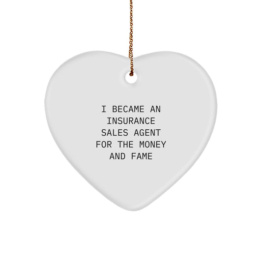 Funny Insurance Sales Agent Heart Ornament Gifts for Friends, Coworkers, Family, Christmas Unique Gifts from Men, Women, Family - Image 1