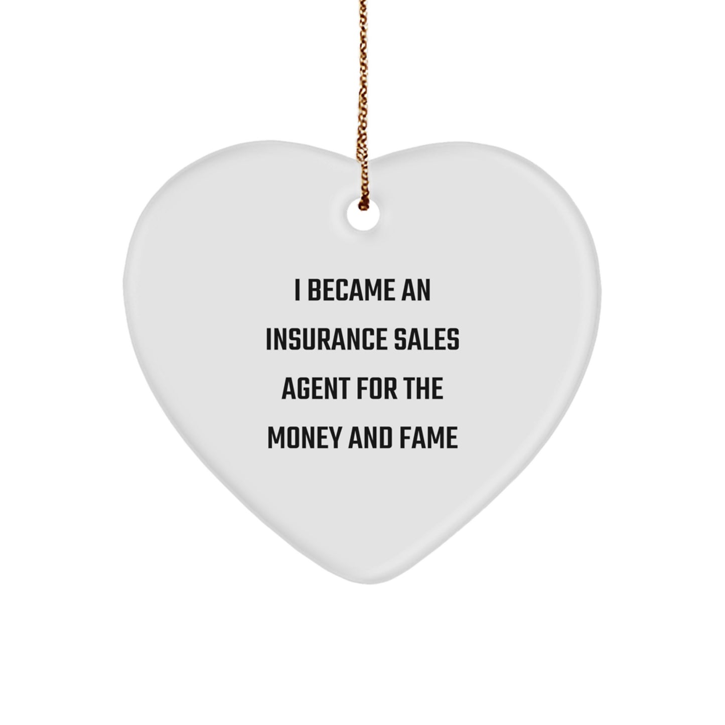 Gifts for Insurance Sales Agent, Unique Heart Ornament with Funny Quote, Christmas Unique Gifts from Men to Women - Image 1