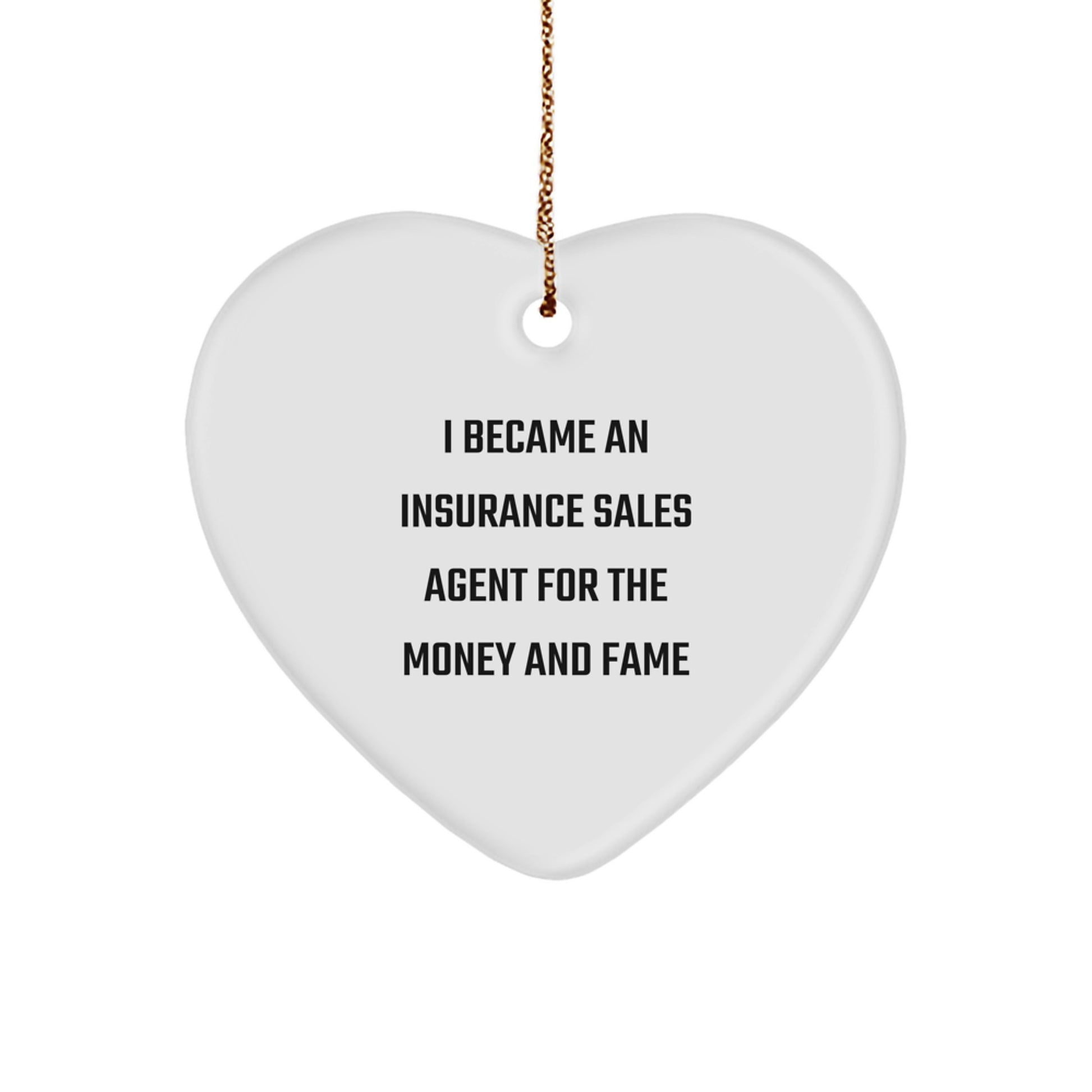 Gifts for Insurance Sales Agent, Unique Heart Ornament with Funny Quote, Christmas Unique Gifts from Men to Women - Image 1