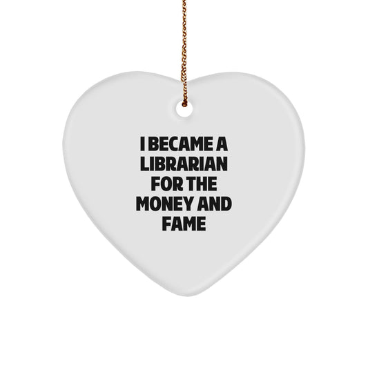 Funny Librarian Gifts, Inspirational Heart Ornament for Christmas Unique Gifts from Friends to Librarian - Image 1