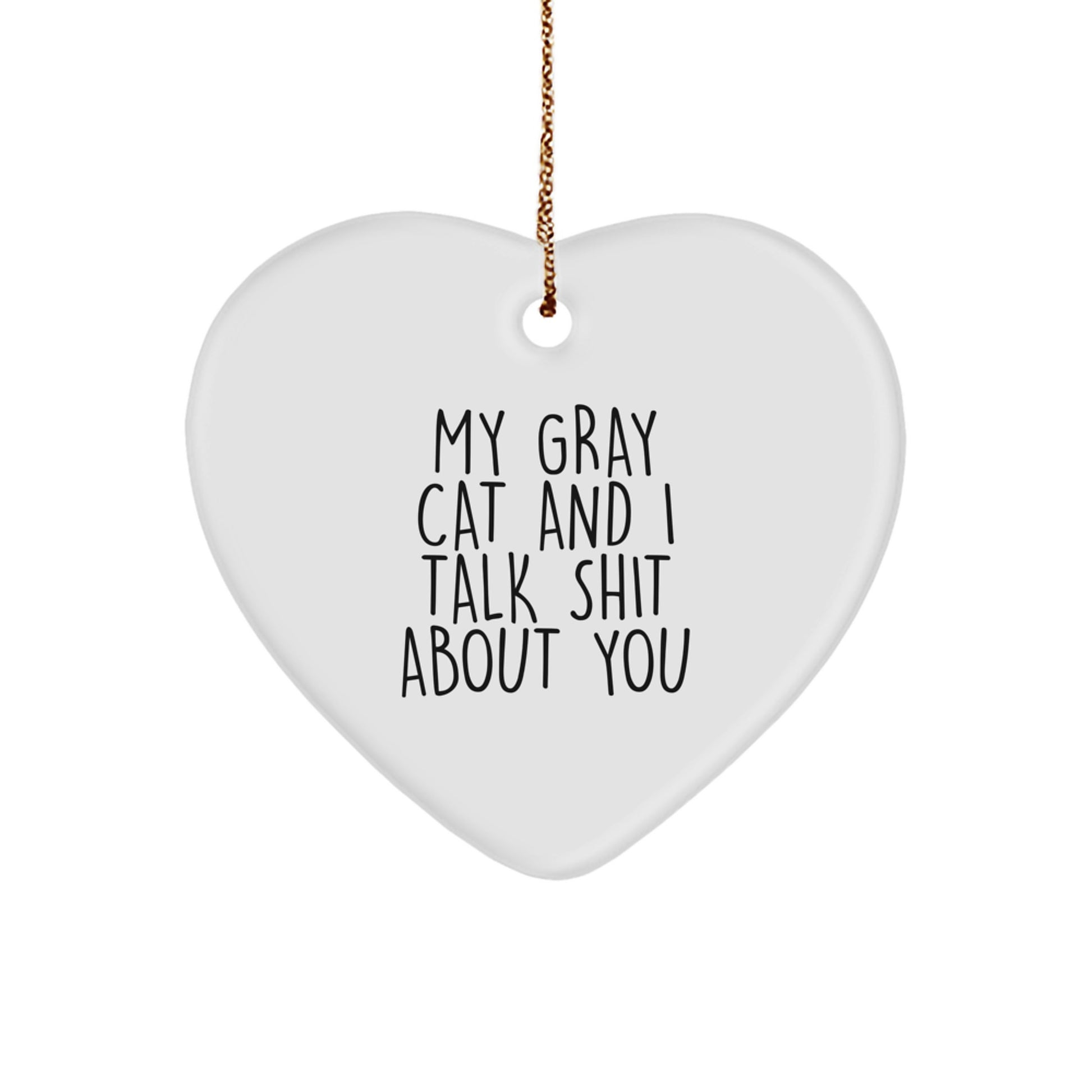 Funny Gray Cat Gifts from Men to Friends Funny Heart Ornament for Gray Cat Lover's Christmas Unique Gifts - Image 1