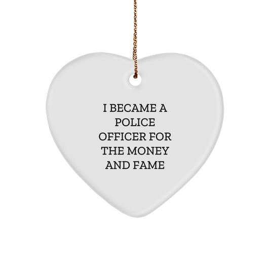 Funny Police Officer Gifts, Heart Ornament, Christmas Unique Gifts from Men for Police Officer Friends and Family - Image 1