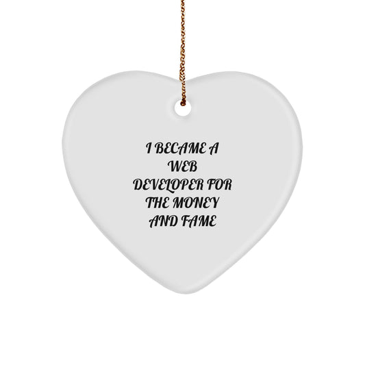 Funny Web Developer Heart Ornament, Gifts from Men to Web Developer Friends for Christmas Unique Decorations - Image 1