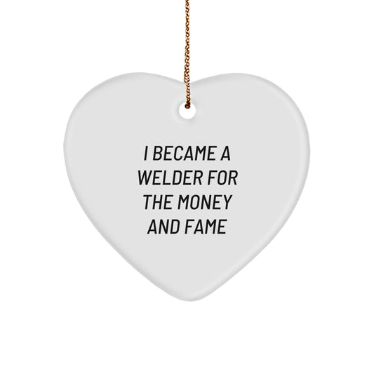 Funny Welder Gifts for Him, Heart Ornament, Christmas Unique Gifts from Men to Friends - Image 1