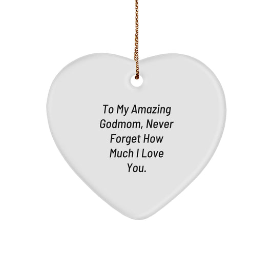 Funny Gifts for Godmom, To My Amazing Godmom Never Forget How Much I Love You Heart Ornament Gifts from Family, Heart Shaped Godmom Ornament Christmas Unique Gifts - Image 1