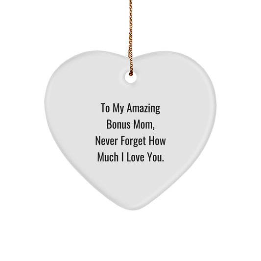 Gifts from Family for My Amazing Bonus Mom, Heartfelt Christmas Ornament with To My Amazing Bonus Mom Never Forget How Much I Love You Quote, Unique Bonus Mom Gifts - Image 1