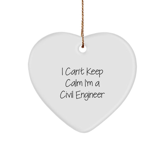 Funny Civil Engineer Gifts from Family - 'I'm a Civil Engineer' Heart Ornament for Him, Unique Christmas Decorations for His Office Desk - Image 1