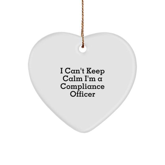 Compliance Officer Gifts for Men Funny Heart Ornaments 'I Can't Keep Calm I'm A Compliance Officer' Christmas Unique Gifts from Friends and Family - Image 1