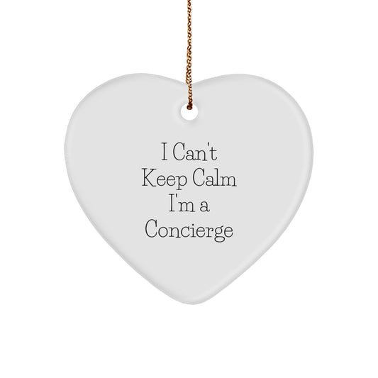 Funny Concierge Gifts from Friends, Heart Ornament I Can't Keep Calm, Christmas Unique Gift for Men - Image 1