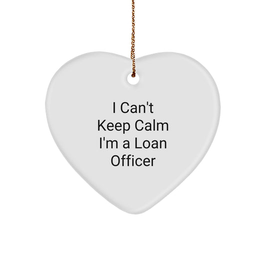 Funny Loan Officer Gifts for Men, Women, or Friends - Heart Ornament 'I Can't Keep Calm I'm A Loan Officer' - Perfect for Christmas Unique Gifts from Coworkers - Image 1