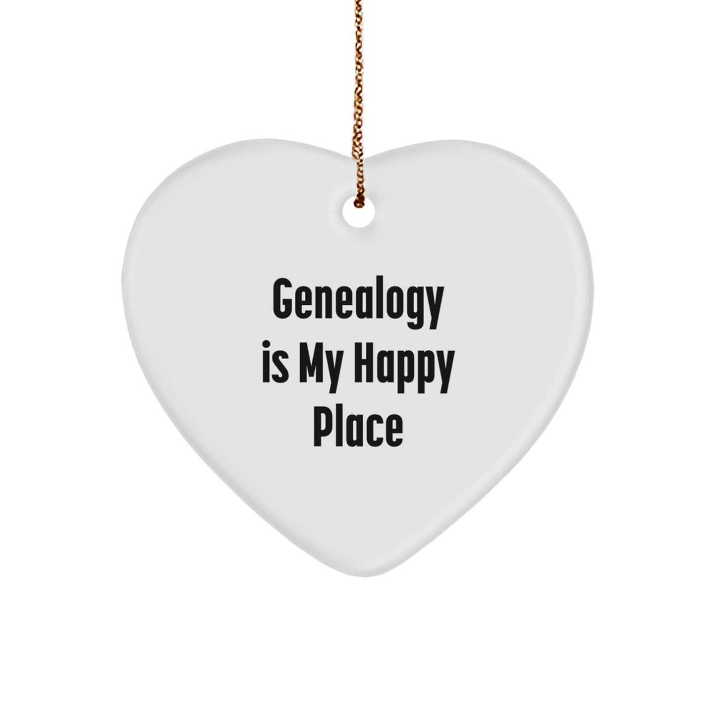 Genealogy Gifts from Family, Unique Heart Ornament, 'Genealogy Is My Happy Place' Christmas Decorations - Image 1