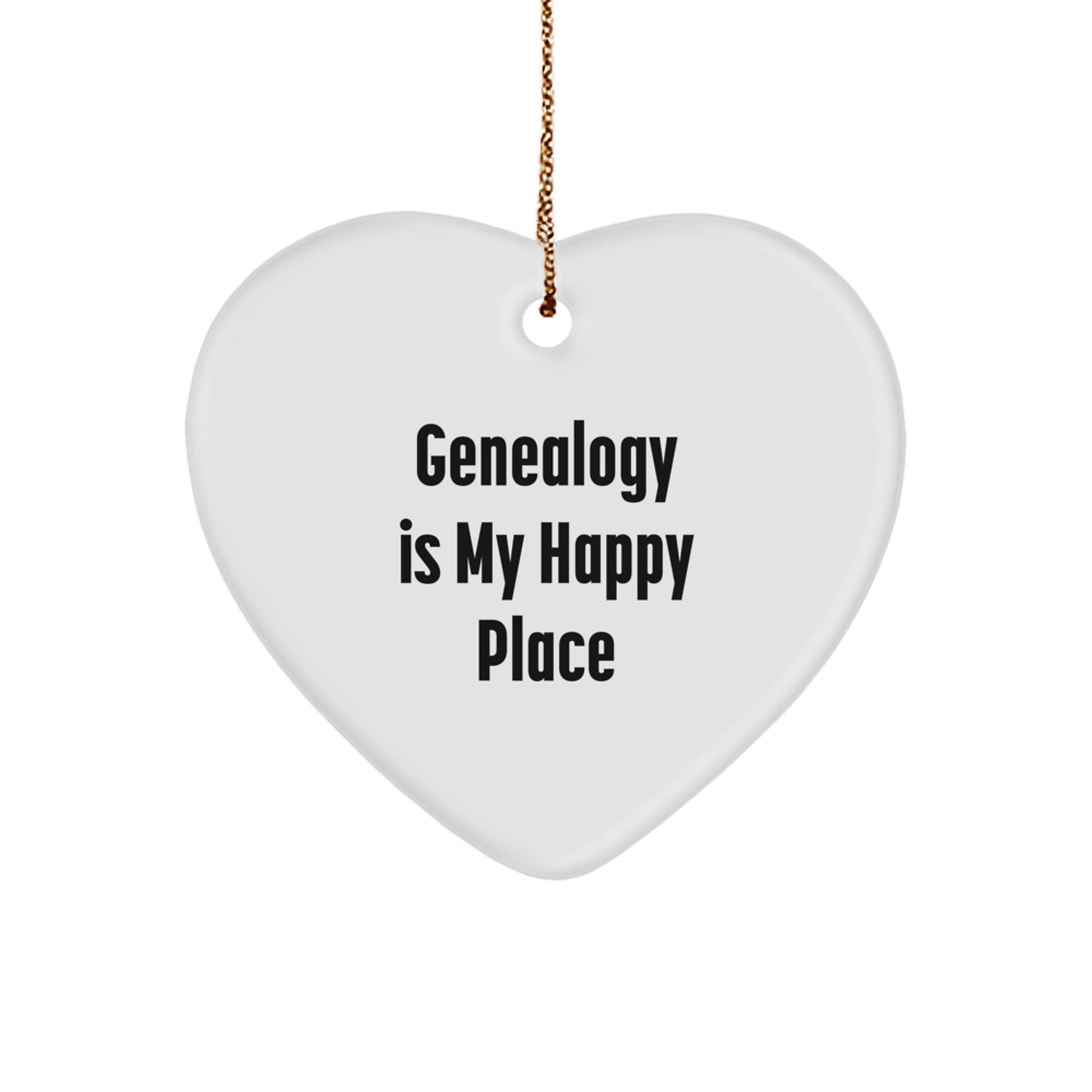 Genealogy Gifts from Family, Unique Heart Ornament, 'Genealogy Is My Happy Place' Christmas Decorations - Image 1