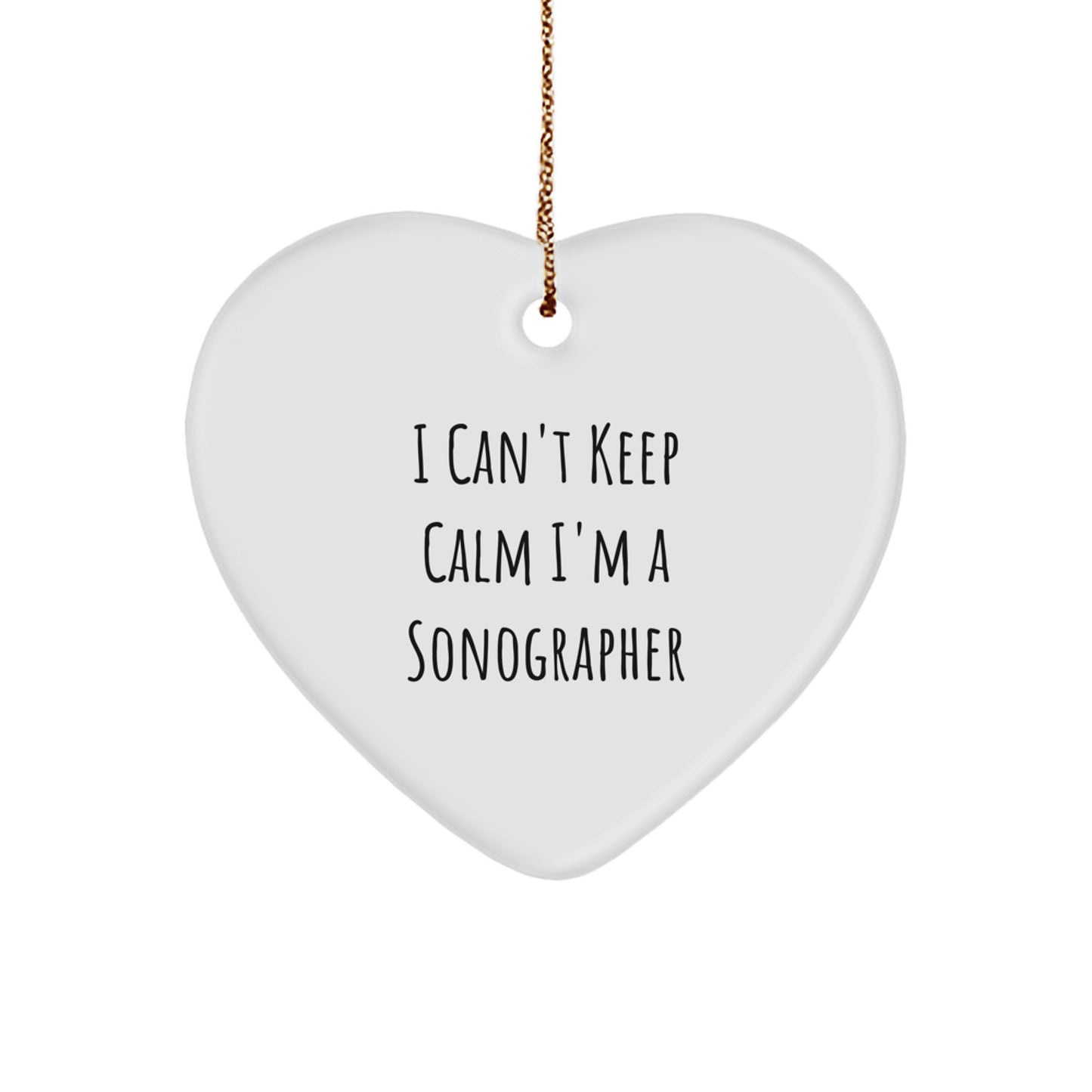 Funny Sonographer Gifts from Friends Unique Heart Ornament I Can't Keep Calm Men Christmas - Image 1