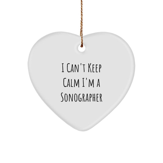 Funny Sonographer Gifts from Friends Unique Heart Ornament I Can't Keep Calm Men Christmas - Image 1