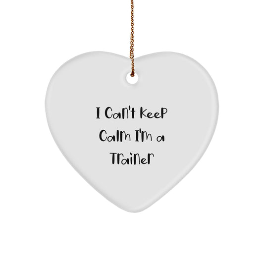 Funny Trainer Gifts from Men, Christmas Unique Gifts for Trainers, I Can't Keep Calm Heart Ornament - Image 1