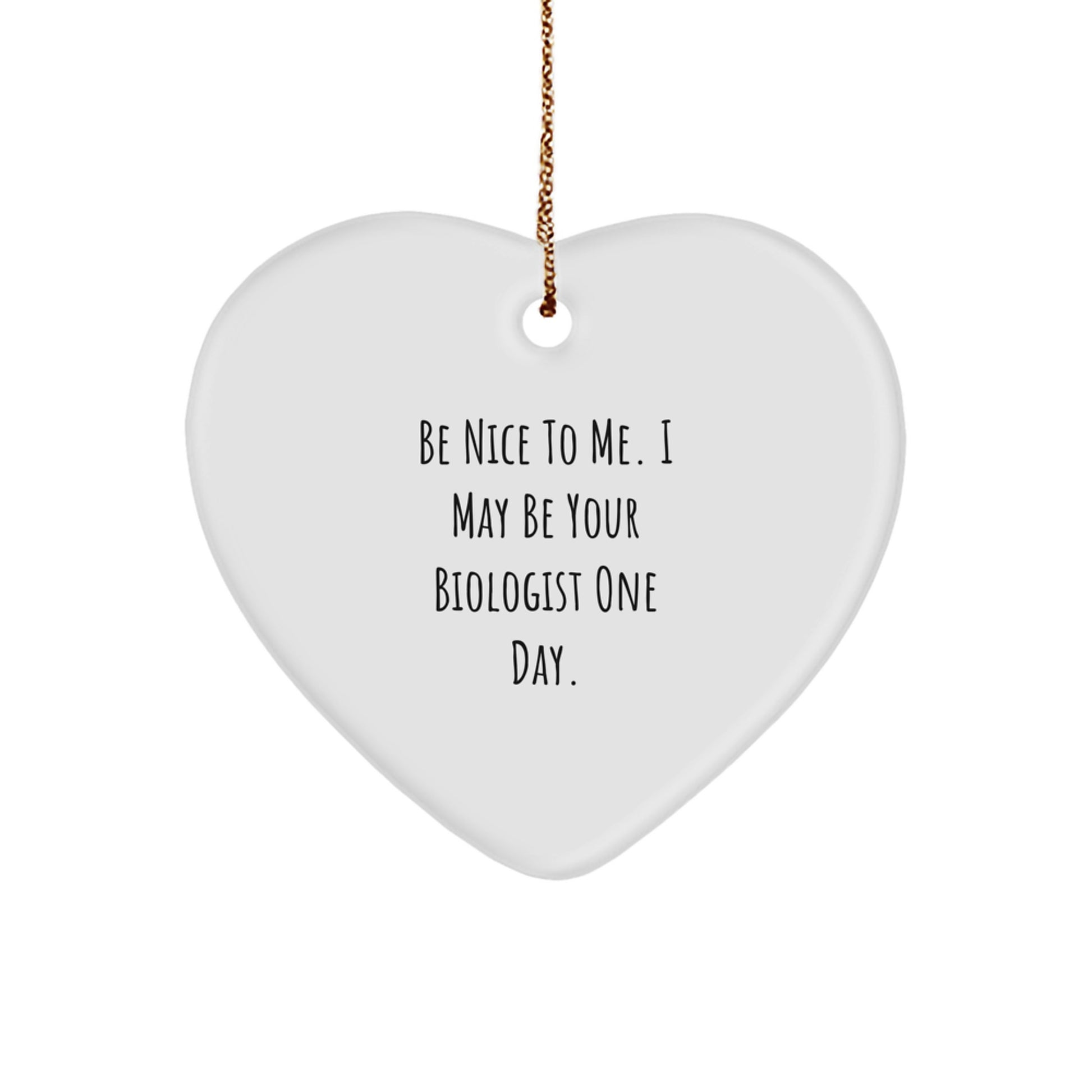 Funny Biologist Gifts from Friends, Heart Ornament for Biologist Men, Be 'Nice to Me' Inspirational Christmas Unique Decor - Image 1