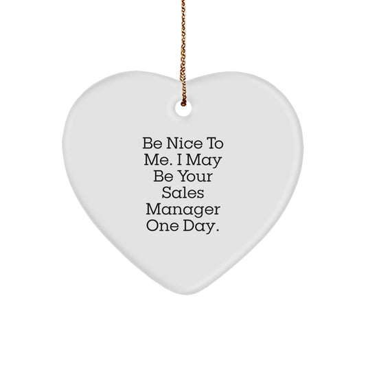 Funny Sales Manager Gifts from Friends, Heart Ornament for Sales Managers, Be Nice To Me - Image 1