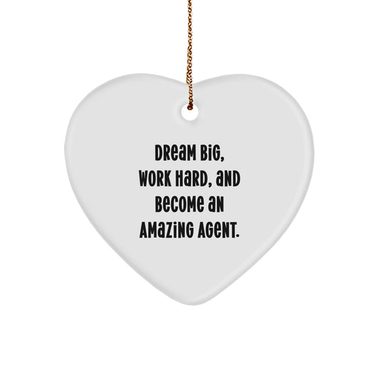 Dream Big Agent Heart Ornament, Gifts from Friends for Amazing Agent, Christmas Unique Agent Gifts - Image 1