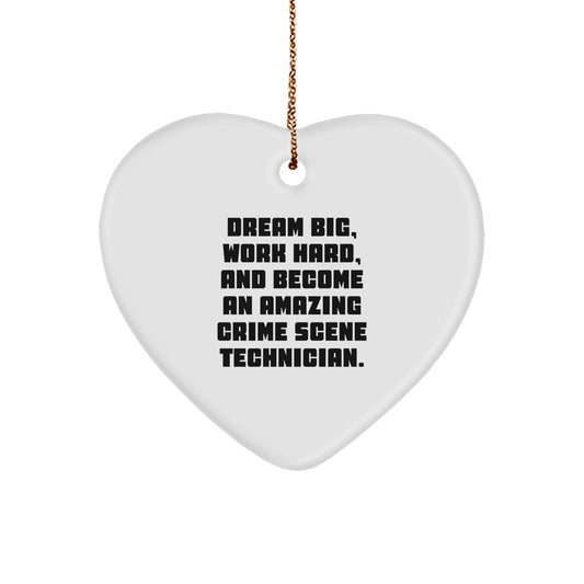 Funny Crime Scene Technician Gifts, Inspirational Heart Ornament for Christmas Unique Gifts from Friends to Crime Scene Technicians - Dream Big, Work Hard - Image 1