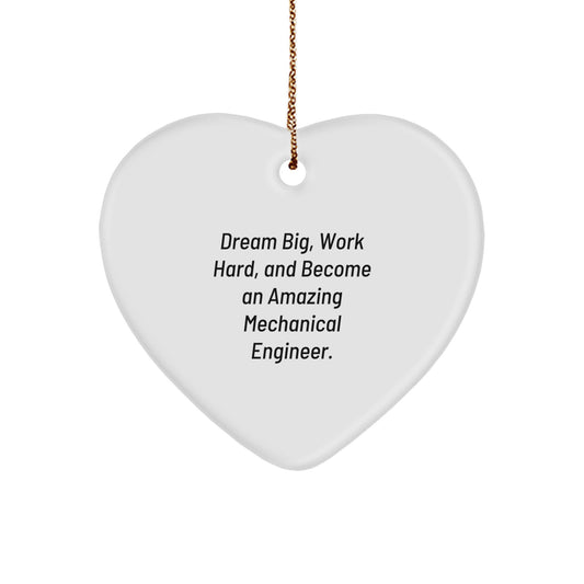 Mechanical Engineer Gifts for Men - Inspirational Heart Ornament Gifts from Friends, Mechanical Engineer Quote 'Dream Big, Work Hard' - Image 1