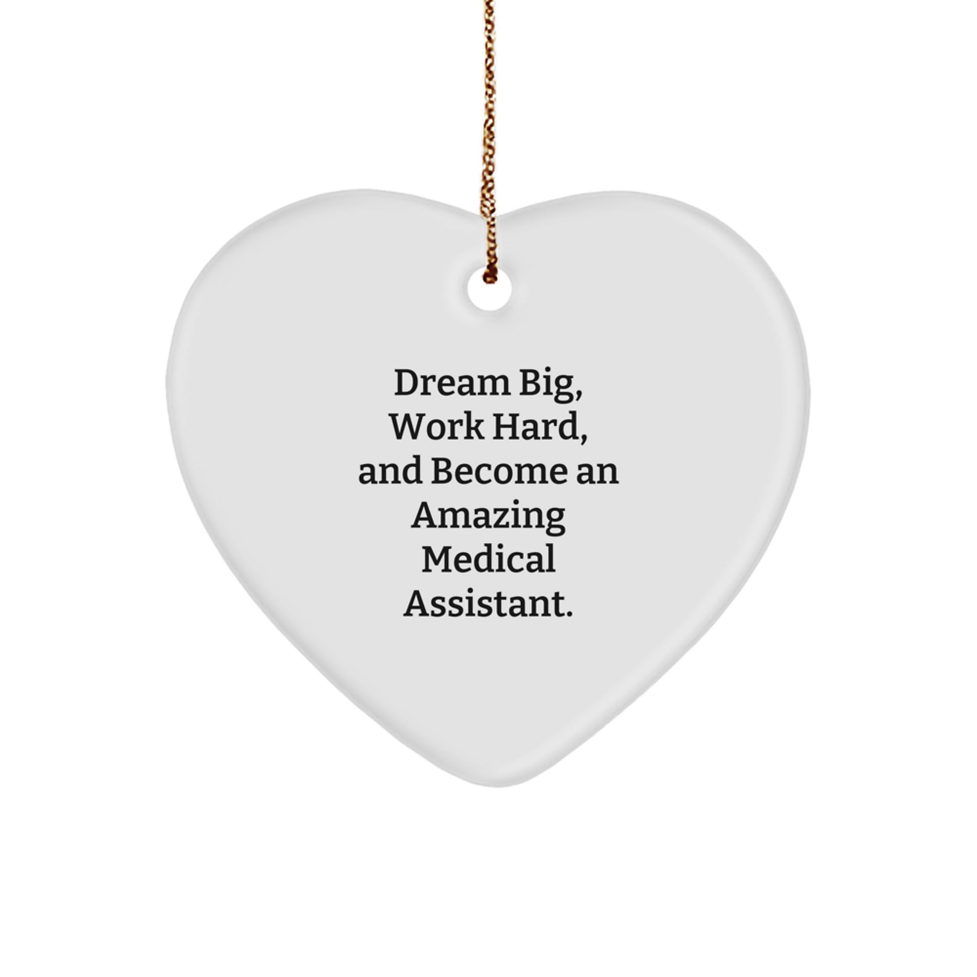 Medical Assistant Gifts for Christmas Unique Inspirational Heart Ornament by Friends for Family - 'Dream Big, Work Hard, And Become An Amazing Medical Assistant.' - Image 1