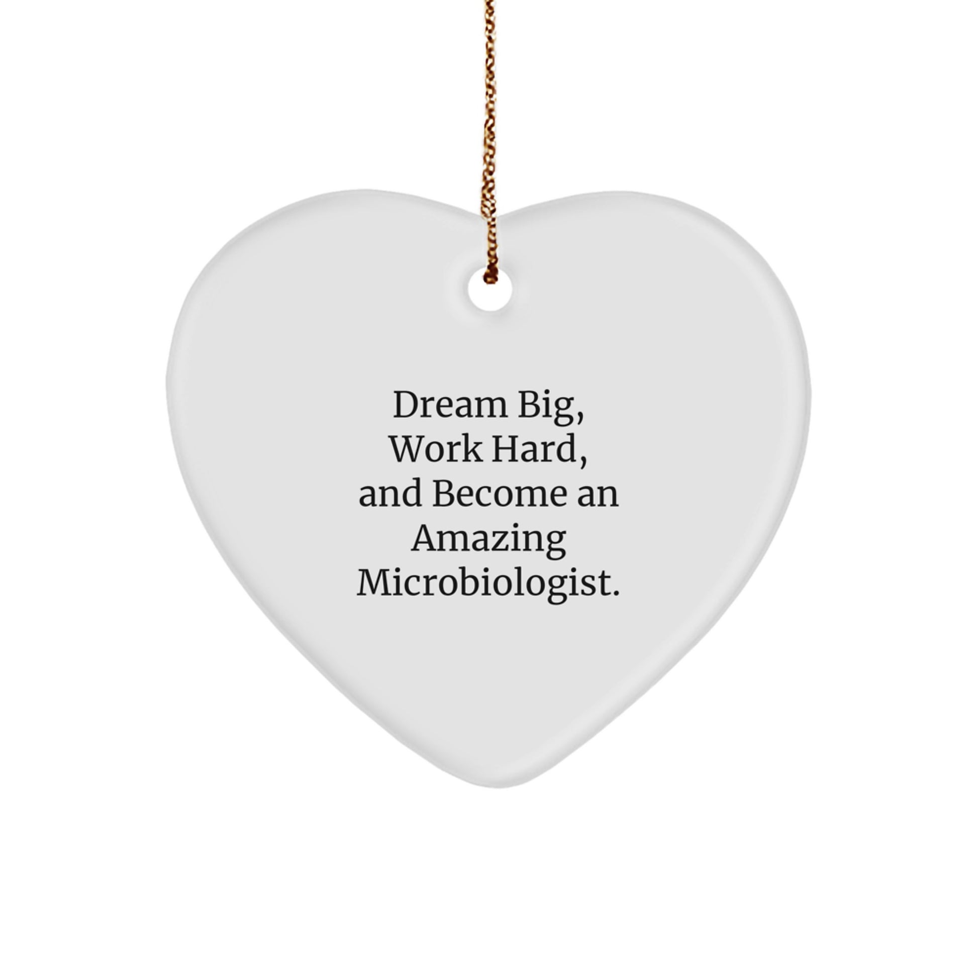 Funny Inspirational Gifts from Friends and Family for Microbiologist Heart Ornament Quotes Dream Big Work Hard - Christmas Unique Gifts - Image 1