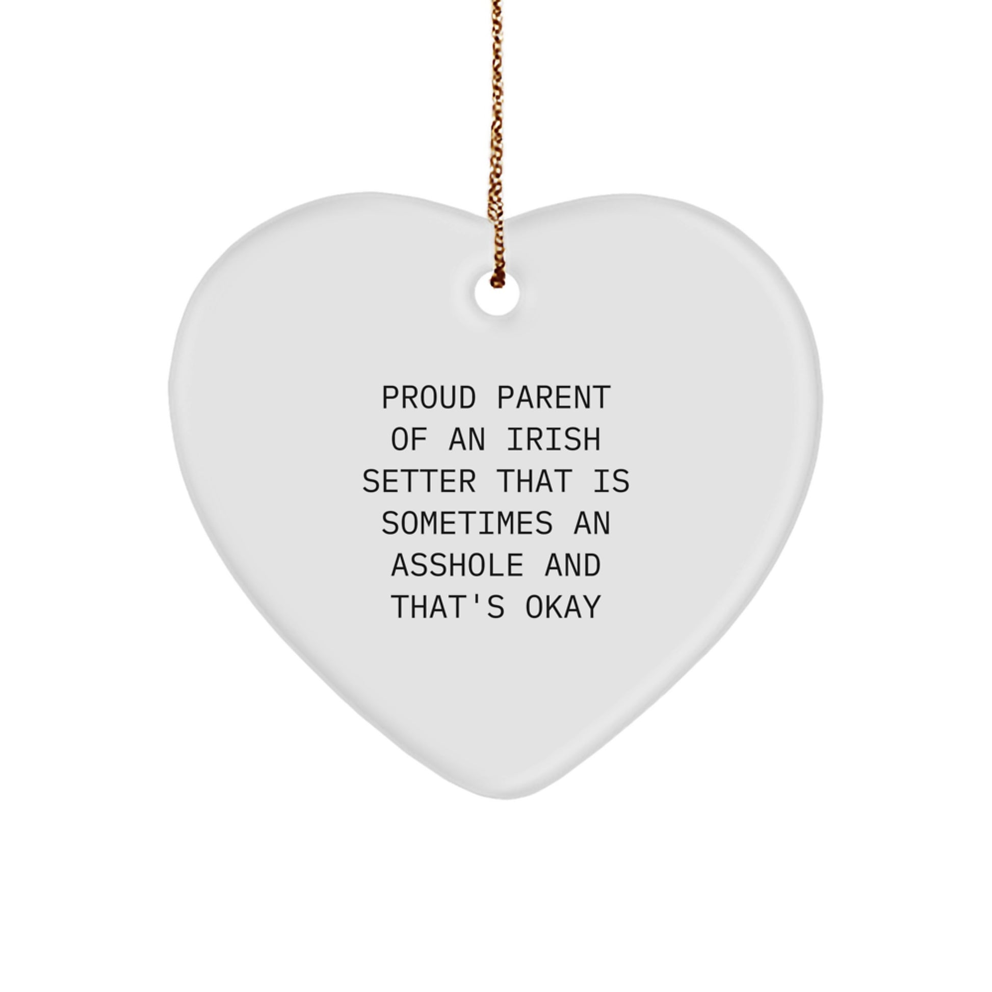 Funny Irish Setter Dog Christmas Unique Gifts from Friends for Men, 'Proud Parent' Heart Ornament - Image 1