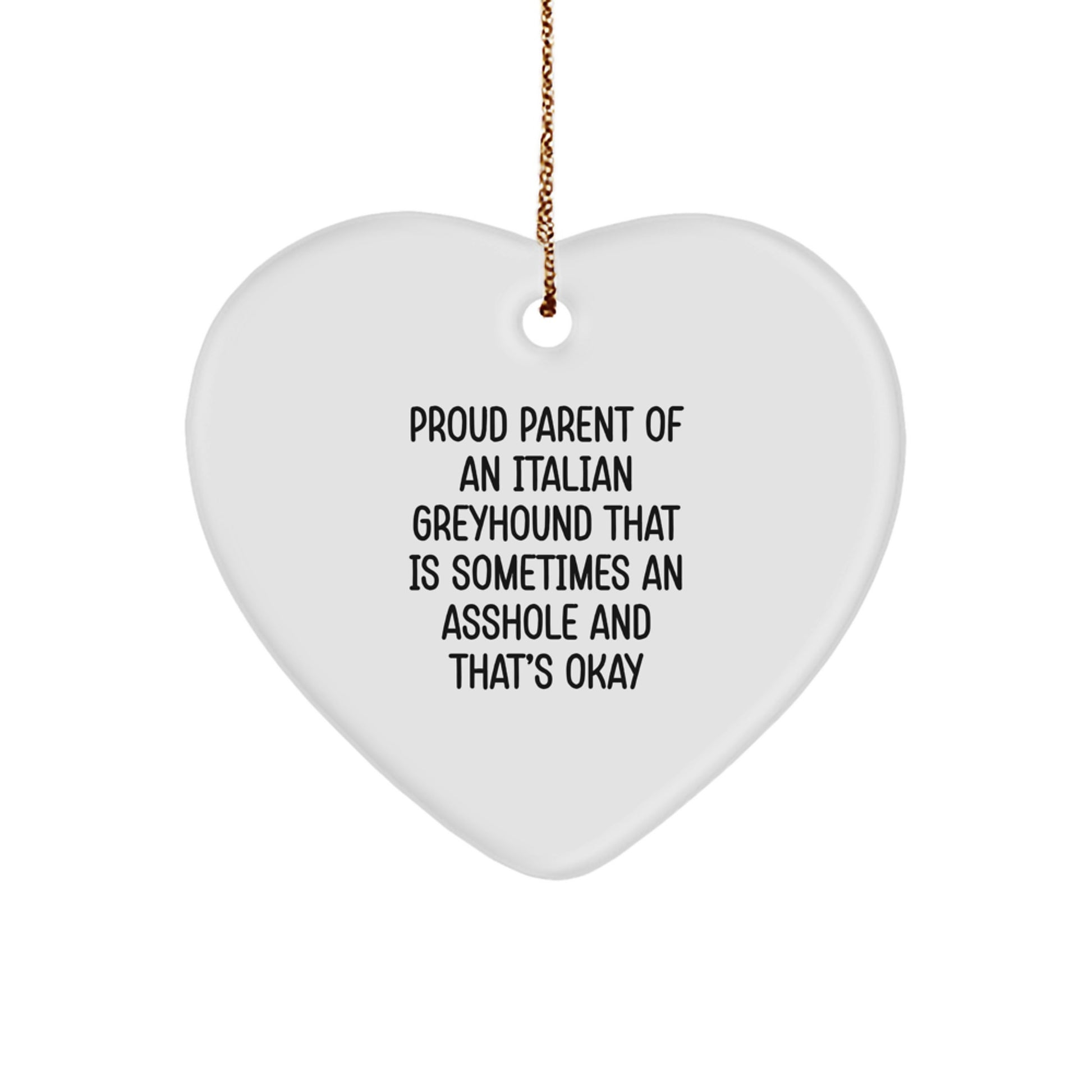 Funny Italian Greyhound Dog Gifts for Proud Parents, Christmas Unique Heart Ornaments for Italian Greyhound Dog Owners - Image 1