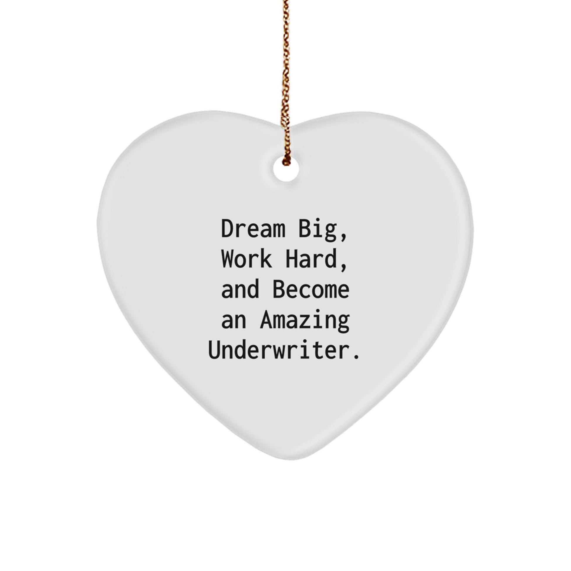 Underwriter Heart Ornament Gifts from Men for Women - Inspirational Quote 'Dream Big, Work Hard, And Become An Amazing Underwriter' for Christmas Unique Gifts - Image 1