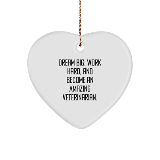 Funny Veterinary Heart Ornaments Gifts from Men to Friends on Christmas Unique Gifts - Dream Big Work Hard Quote - Image 1