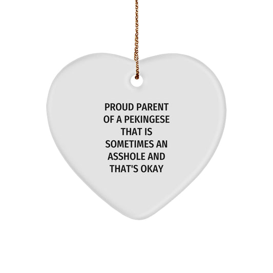 Funny Pekingese Dog Parent Gifts, Christmas Unique Heart Ornaments for Pekingese Lovers, Gifts from Family, Friends for Christmas, Proud Pekingese Dog Mom Dad - Image 1