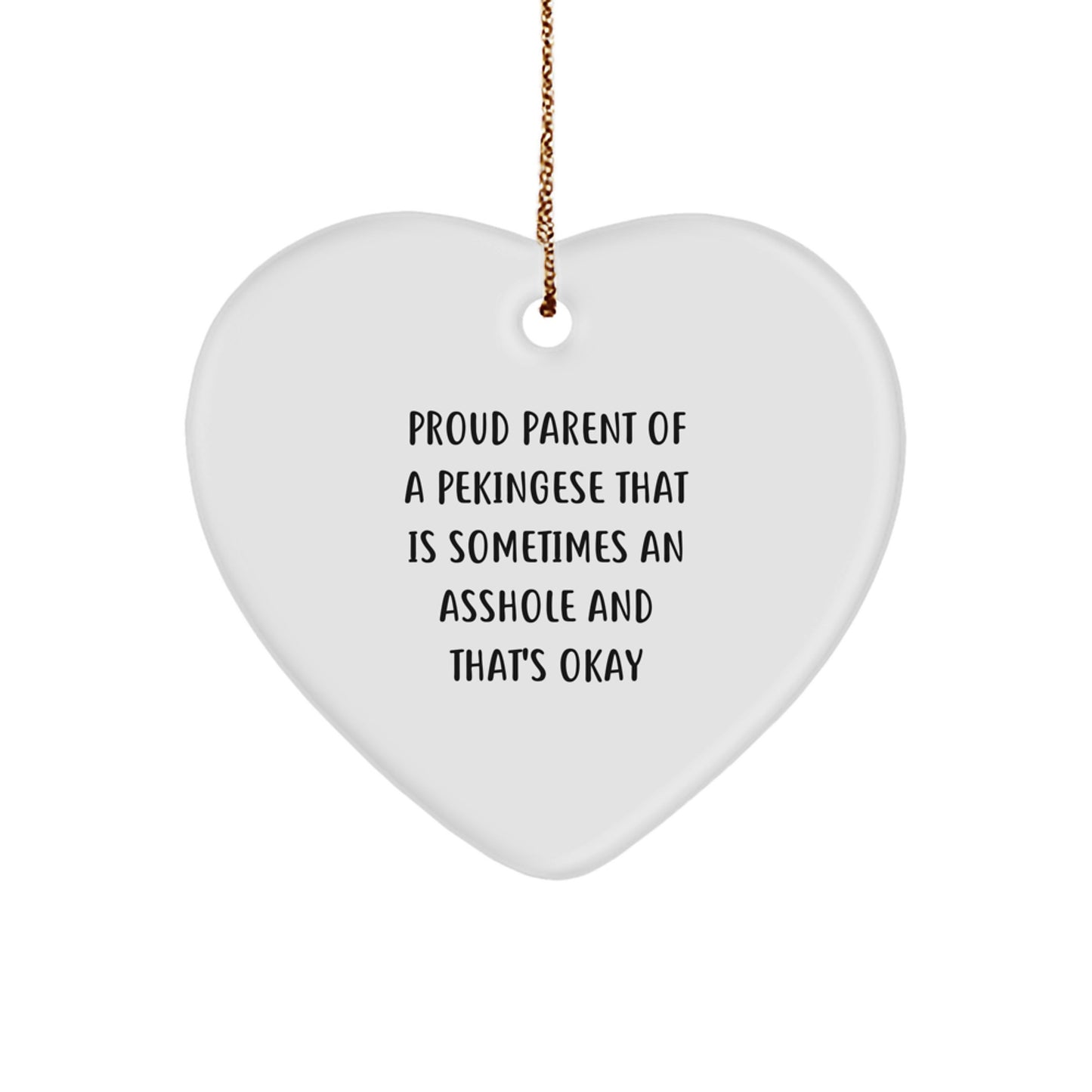 Funny Pekingese Dog Gifts from Friends for Men Women Christmas Unique Heart Ornament - Image 1