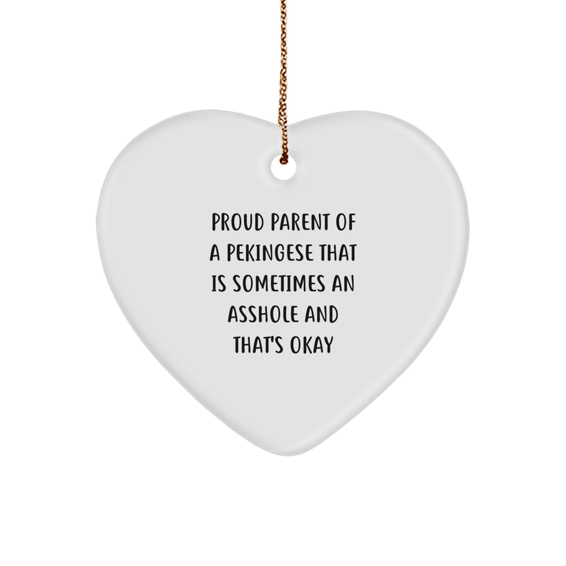 Funny Pekingese Dog Gifts from Friends for Men Women Christmas Unique Heart Ornament - Image 1