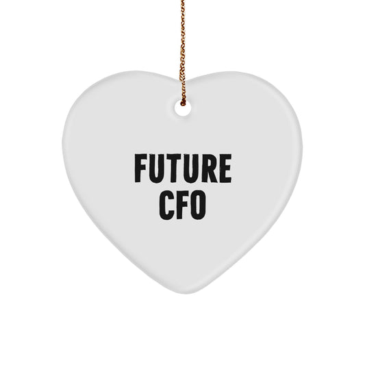 Funny Future CFO Heart Ornament Gifts from Friends for CFO, Heart Shaped, Christmas Unique Gifts, CFO Gifts - Image 1
