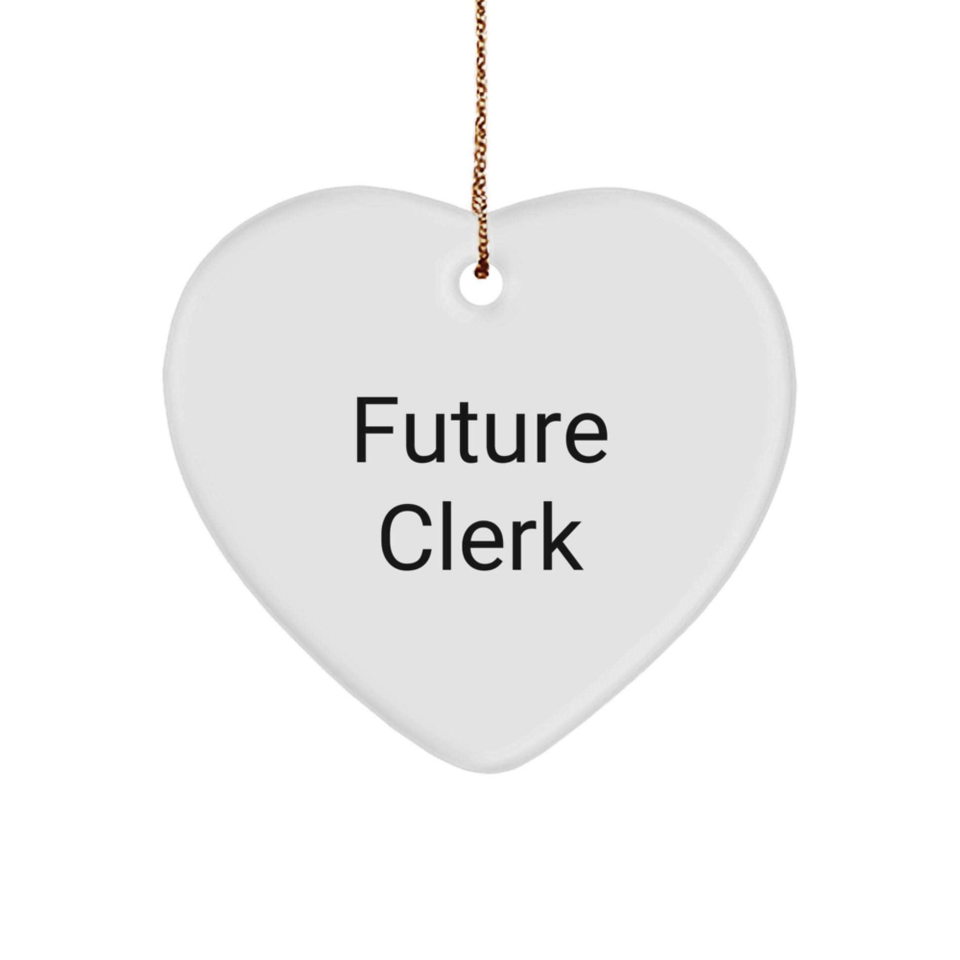 Funny Future Clerk Heart Ornament Gifts for Men from Family, Clerk Unique Christmas Memorable Presents, Heart Shaped MDF Wood Decorations - Image 1