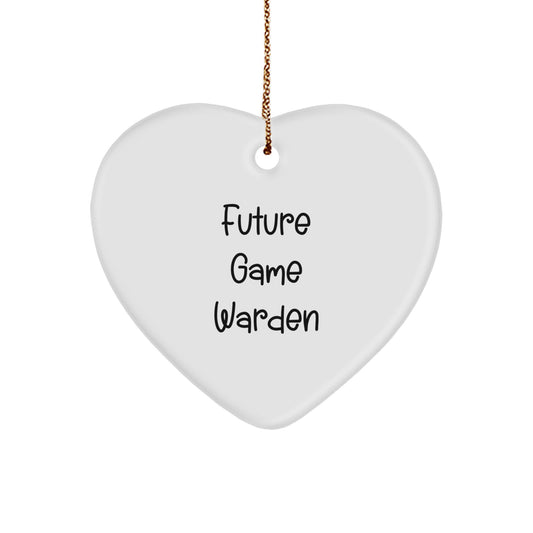 Future Game Warden, Inspirational Heart Ornament, Gifts from Men to Future Game Wardens, Christmas Unique Gifts for Family, Heart Shaped Game Warden Ornament with Funny Quote - Image 1