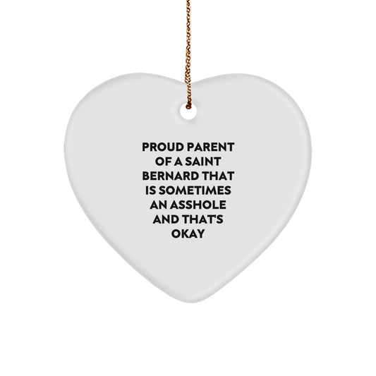 Funny Saint Bernard Dog Gifts for Men from Proud Parents - Heart Ornament, Christmas Unique Gifts - Image 1
