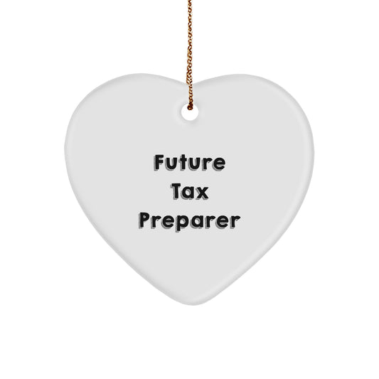 Funny Future Tax Preparer Gifts from Friends for Christmas Unique Heart Ornaments, 'You Can Do It!' - Image 1