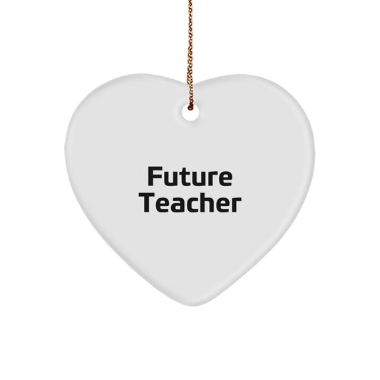 Funny Teacher Gifts from Friends, Inspirational Heart Ornament for Teacher, 'Future Teacher' Quote, Unique Christmas Teacher Gifts - Image 1
