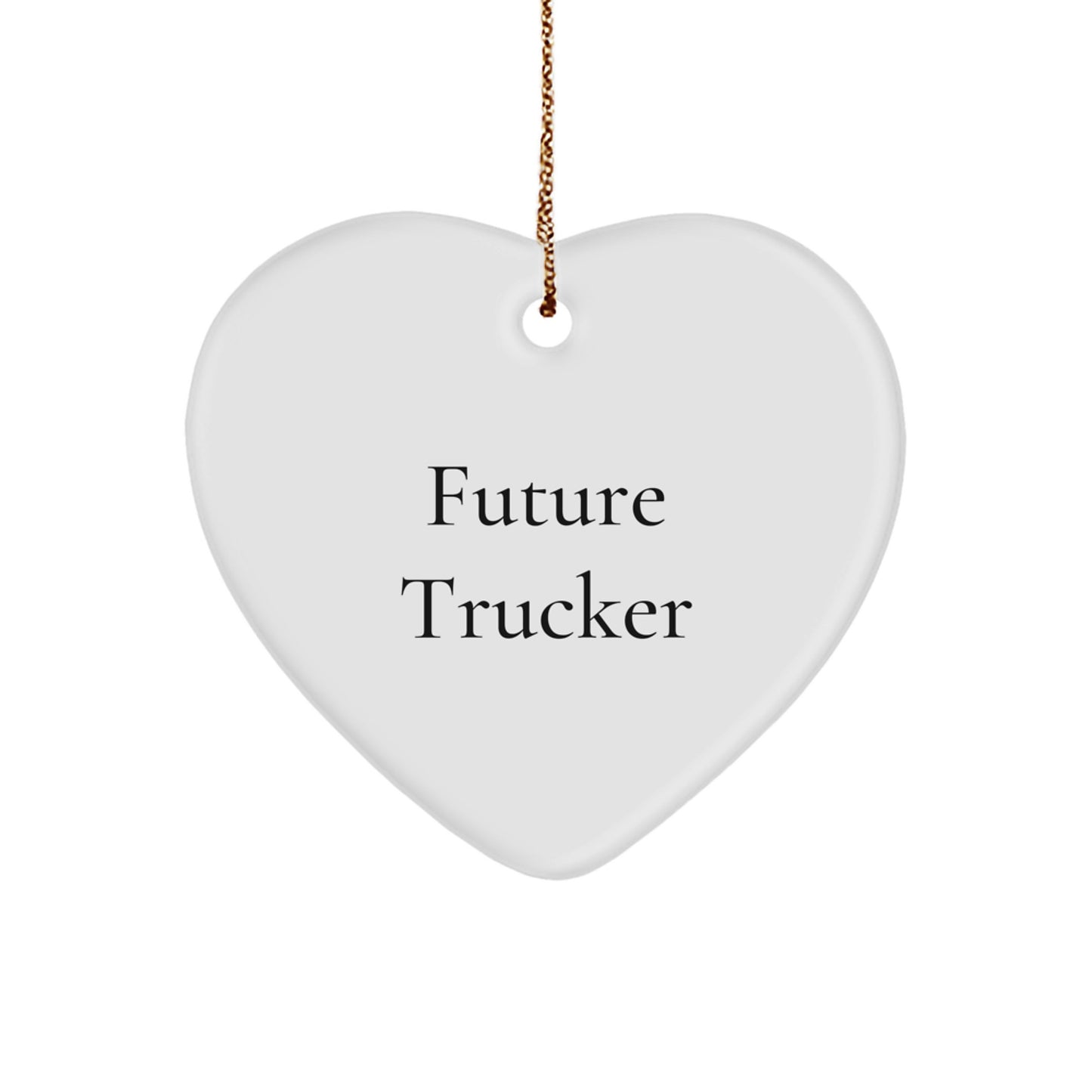 Funny Future Trucker Heart Ornament, Gifts from Family for Trucker, Heart Shaped Christmas Unique Gifts - Image 1