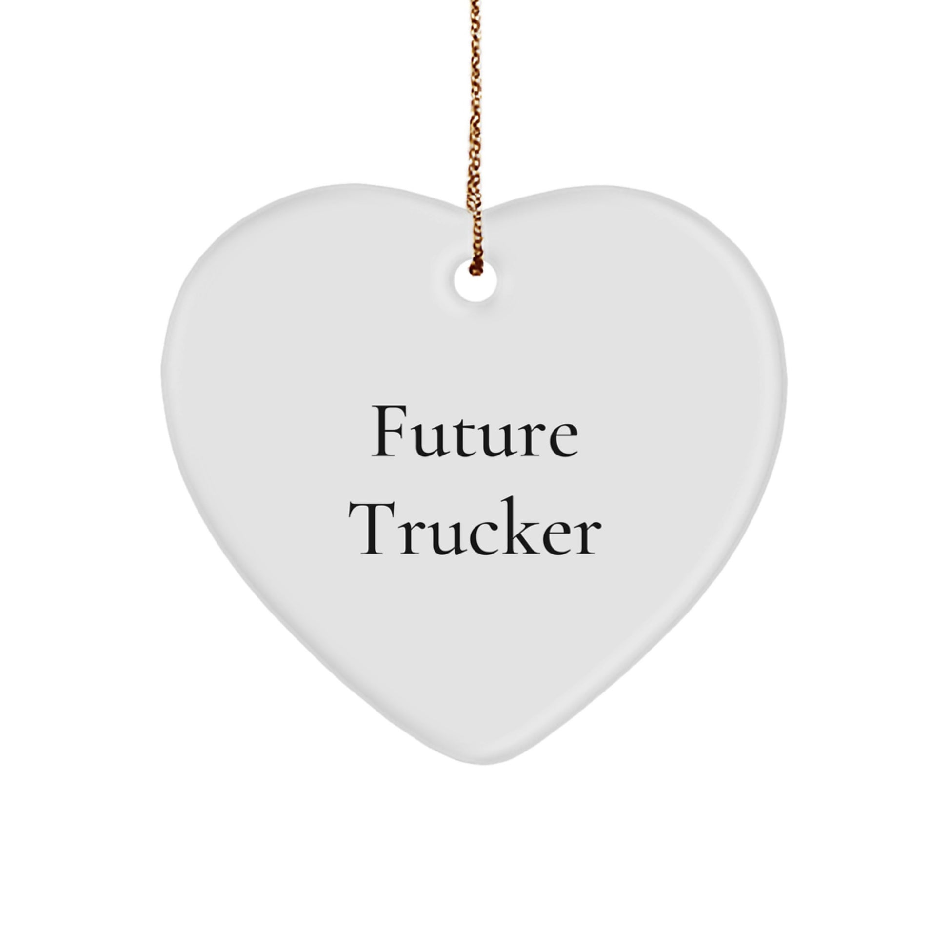 Funny Future Trucker Heart Ornament, Gifts from Family for Trucker, Heart Shaped Christmas Unique Gifts - Image 1
