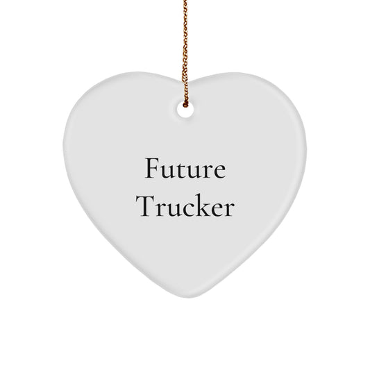 Funny Future Trucker Heart Ornament, Gifts from Family for Trucker, Heart Shaped Christmas Unique Gifts - Image 1