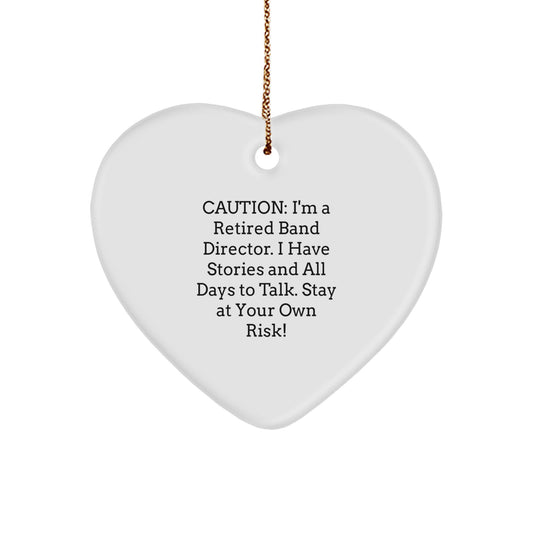 Funny Band Director Gifts from Friends and Family - Heart Ornament with Caution Quote, Perfect for Christmas - Image 1