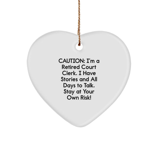 Funny Court Clerk Heart Ornament Gift for Men, Gifts from Coworkers, Inspirational Quote, Christmas Unique Ornament - Image 1