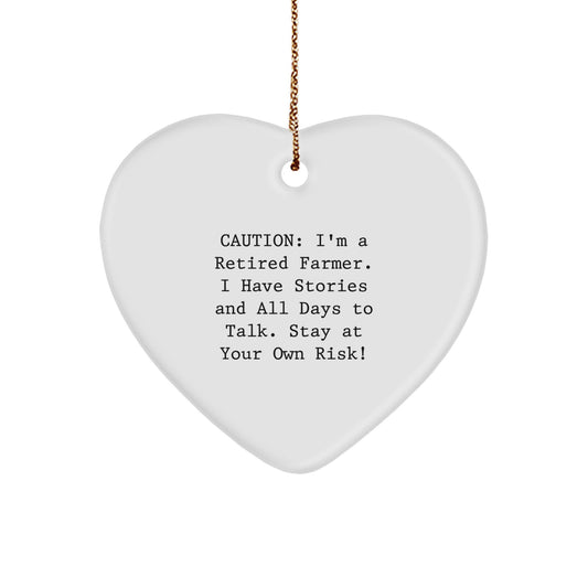 Farmer's Heartfelt Gift, 'Caution: I'm A Retired Farmer...' Funny Christmas Ornament for Friends, Family, or Coworkers from Men or Women - Image 1